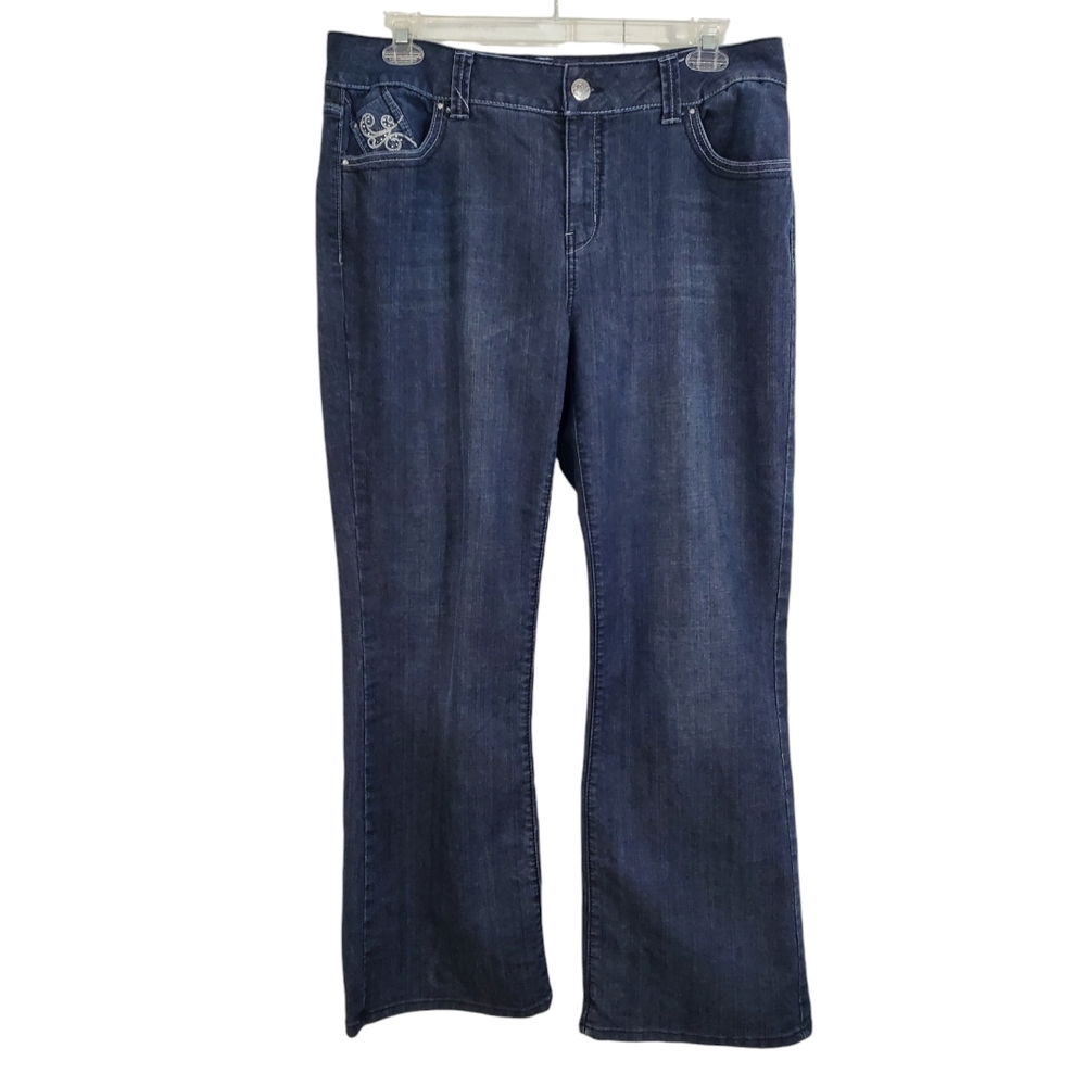 Fashion Bug Jeans Blue Bootcut High Rise Embellished Women's Size 16~ Pre-Owned
